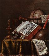 Edwaert Collier Still Life with Musical Instruments, Plutarch's Lives a Celestial Globe Norge oil painting reproduction